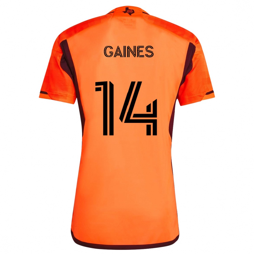 Férfi Labdarúgás Mckinze Gaines #14 Narancs Fekete Hazai Jersey 2024/25 Mez Póló Ing