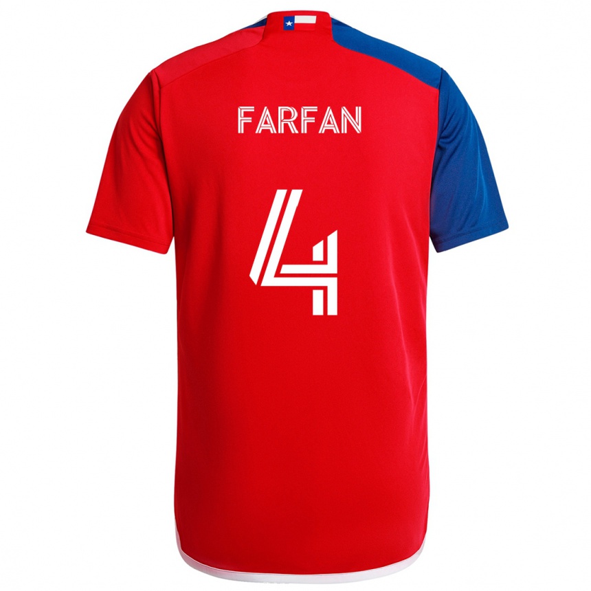 Férfi Labdarúgás Marco Farfán #4 Kék Piros Hazai Jersey 2024/25 Mez Póló Ing