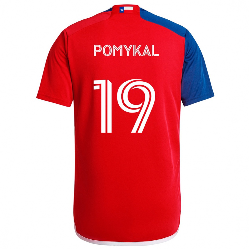 Férfi Labdarúgás Paxton Pomykal #19 Kék Piros Hazai Jersey 2024/25 Mez Póló Ing