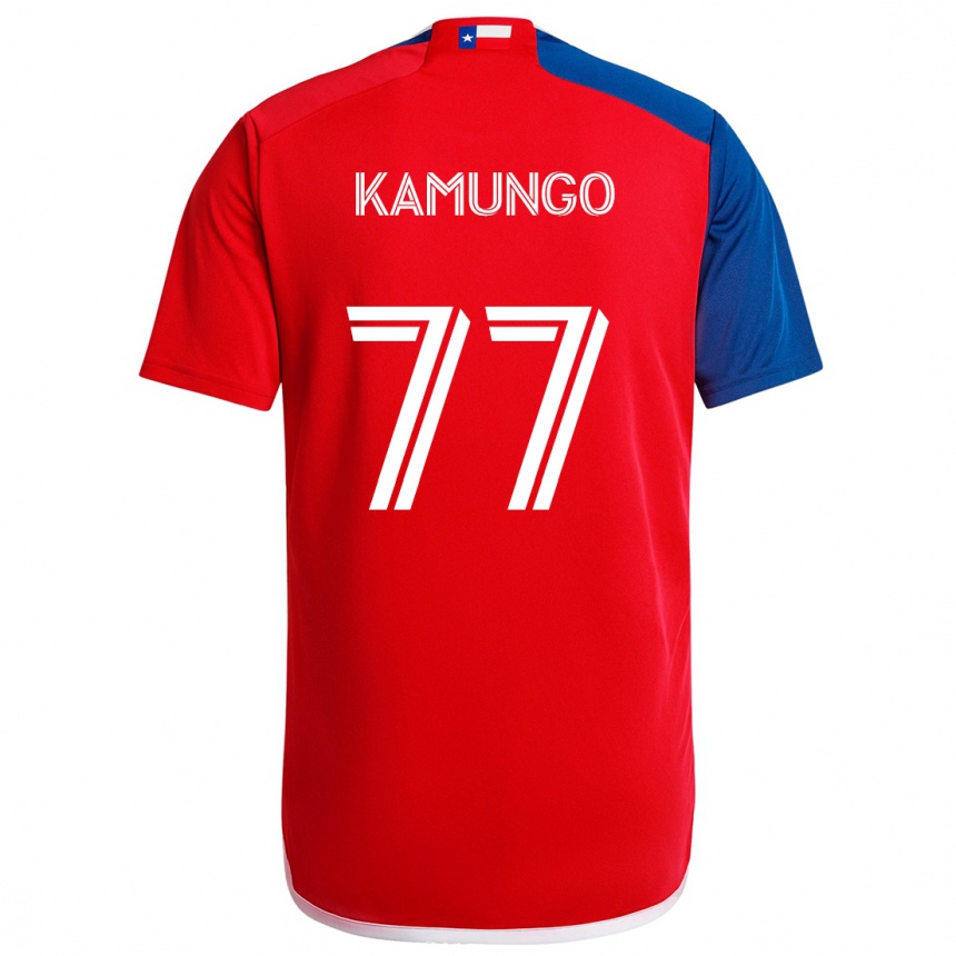 Férfi Labdarúgás Bernard Kamungo #77 Kék Piros Hazai Jersey 2024/25 Mez Póló Ing