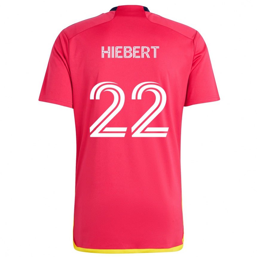 Férfi Labdarúgás Kyle Hiebert #22 Piros Kék Hazai Jersey 2024/25 Mez Póló Ing