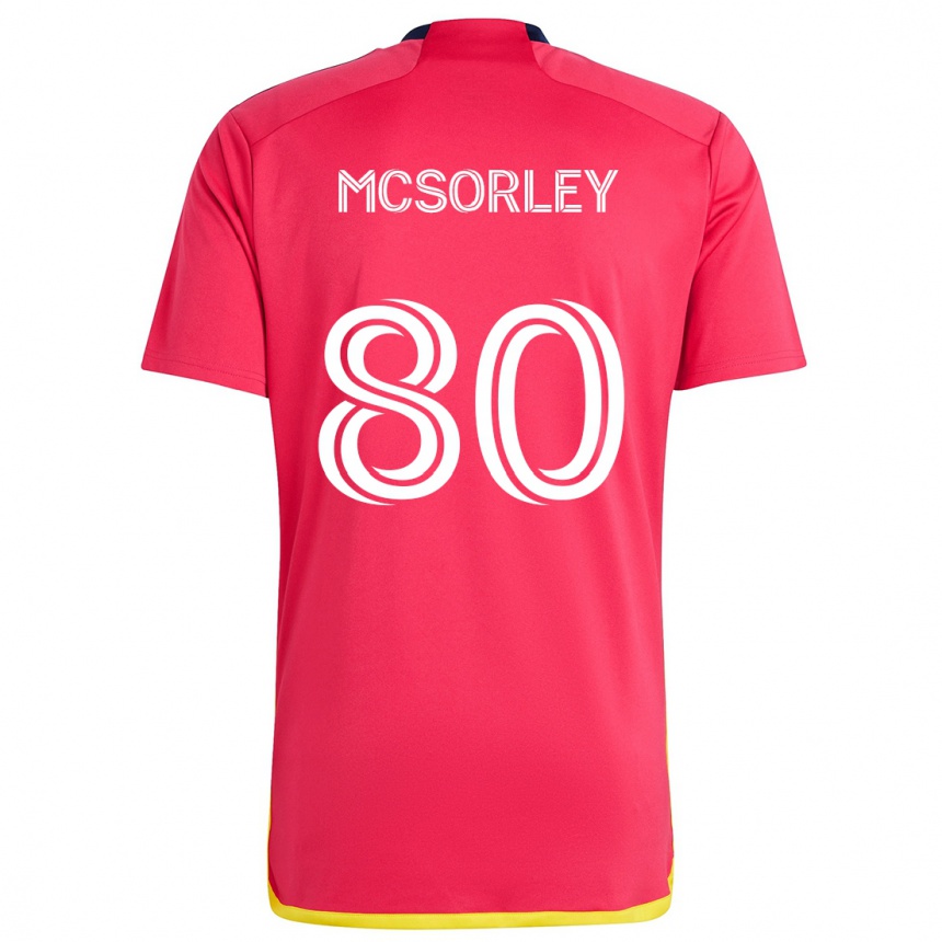 Férfi Labdarúgás Brendan Mcsorley #80 Piros Kék Hazai Jersey 2024/25 Mez Póló Ing