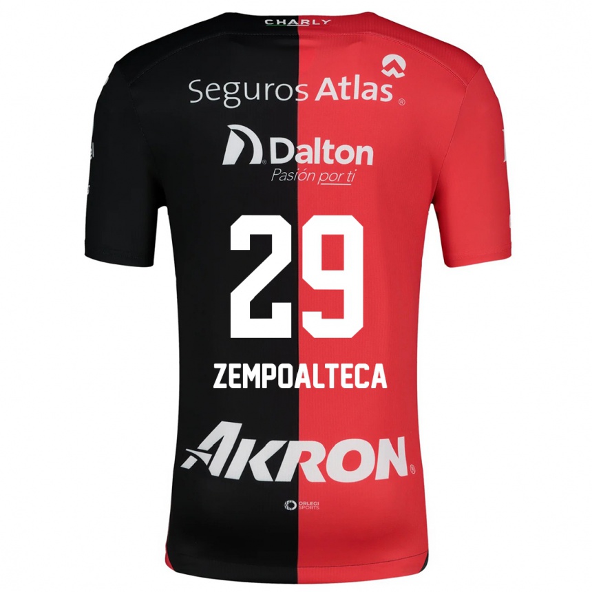 Férfi Labdarúgás Karla Zempoalteca #29 Piros Fekete Hazai Jersey 2024/25 Mez Póló Ing