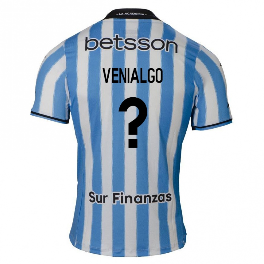 Férfi Labdarúgás Ezequiel Venialgo #0 Kék Fehér Fekete Hazai Jersey 2024/25 Mez Póló Ing