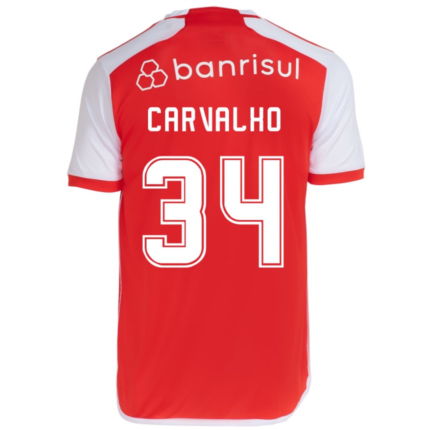 Férfi Labdarúgás Gabriel Carvalho #34 Piros Fehér Hazai Jersey 2024/25 Mez Póló Ing