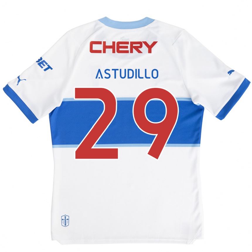 Férfi Labdarúgás Aaron Astudillo #29 Fehér Kék Hazai Jersey 2024/25 Mez Póló Ing