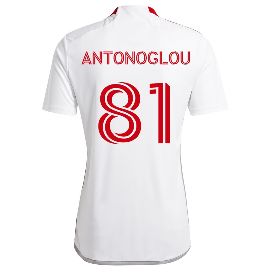 Férfi Labdarúgás Themi Antonoglou #81 Fehér Piros Idegenbeli Jersey 2024/25 Mez Póló Ing