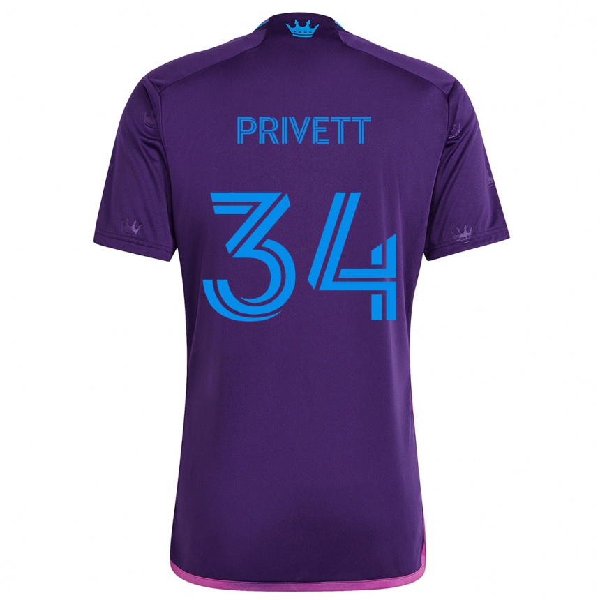 Férfi Labdarúgás Andrew Privett #34 Lila Kék Idegenbeli Jersey 2024/25 Mez Póló Ing