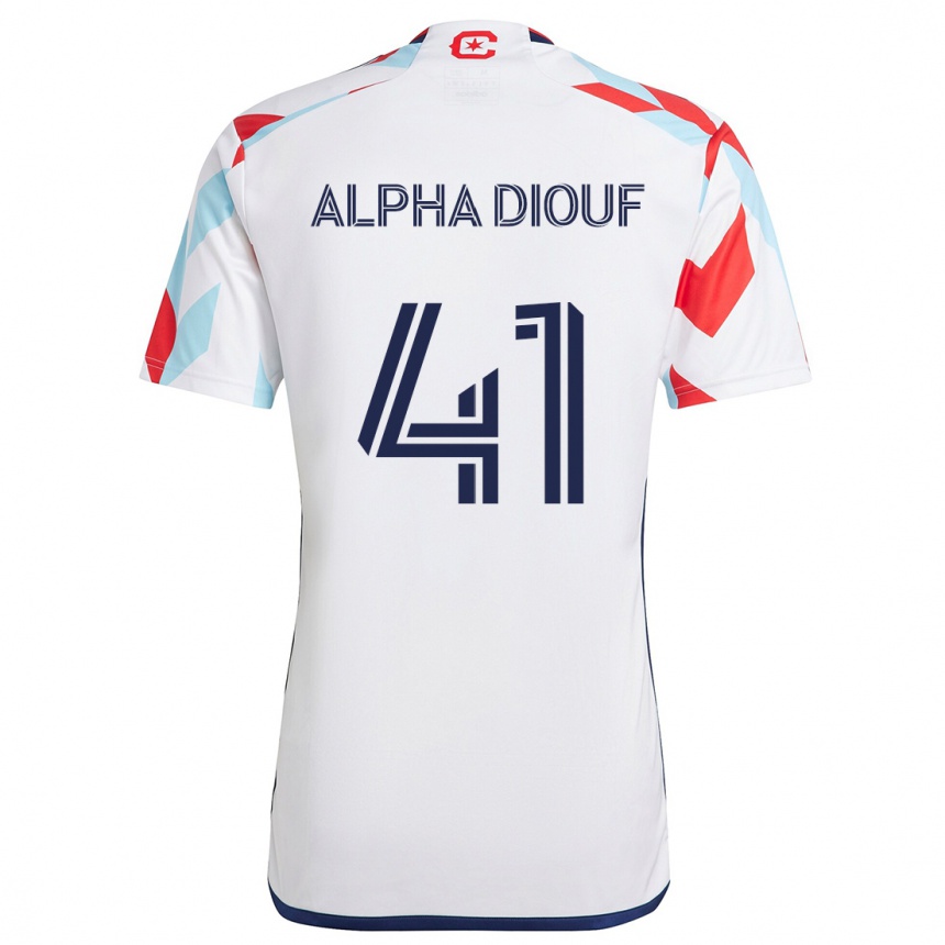 Férfi Labdarúgás Jean Alpha Diouf #41 Fehér Piros Kék Idegenbeli Jersey 2024/25 Mez Póló Ing