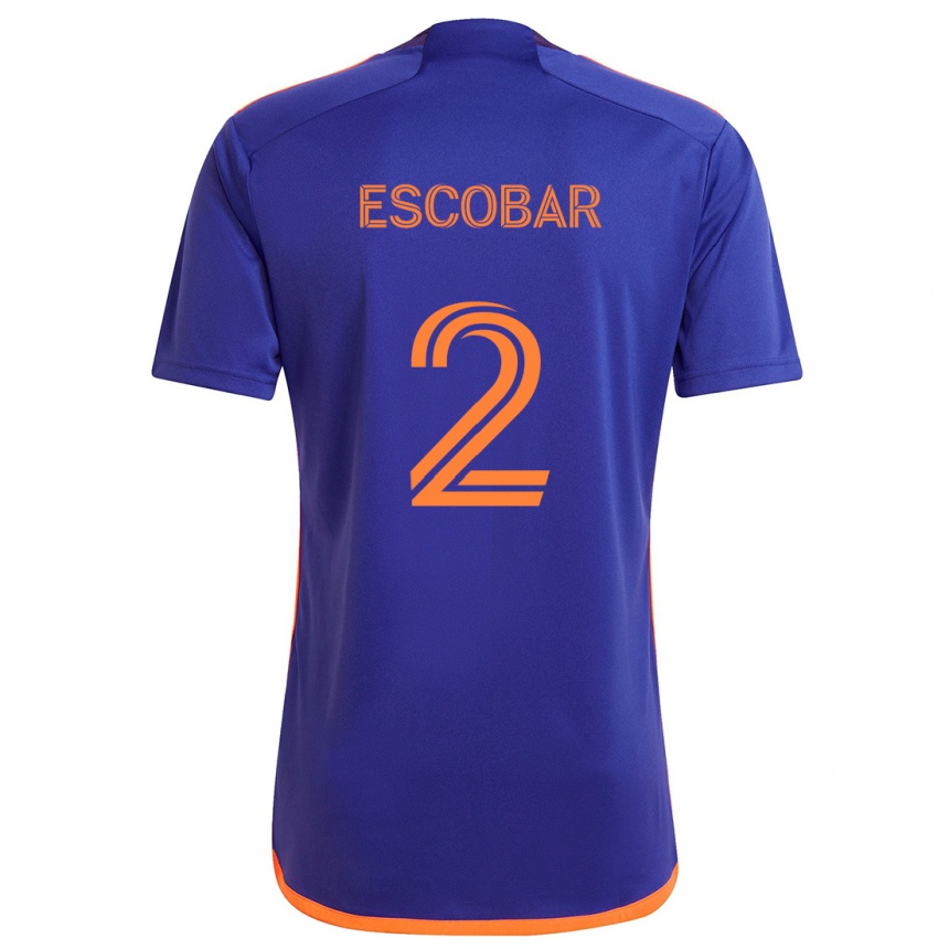 Férfi Labdarúgás Franco Escobar #2 Lila Narancs Idegenbeli Jersey 2024/25 Mez Póló Ing