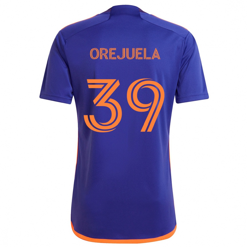 Férfi Labdarúgás Jesus Orejuela #39 Lila Narancs Idegenbeli Jersey 2024/25 Mez Póló Ing