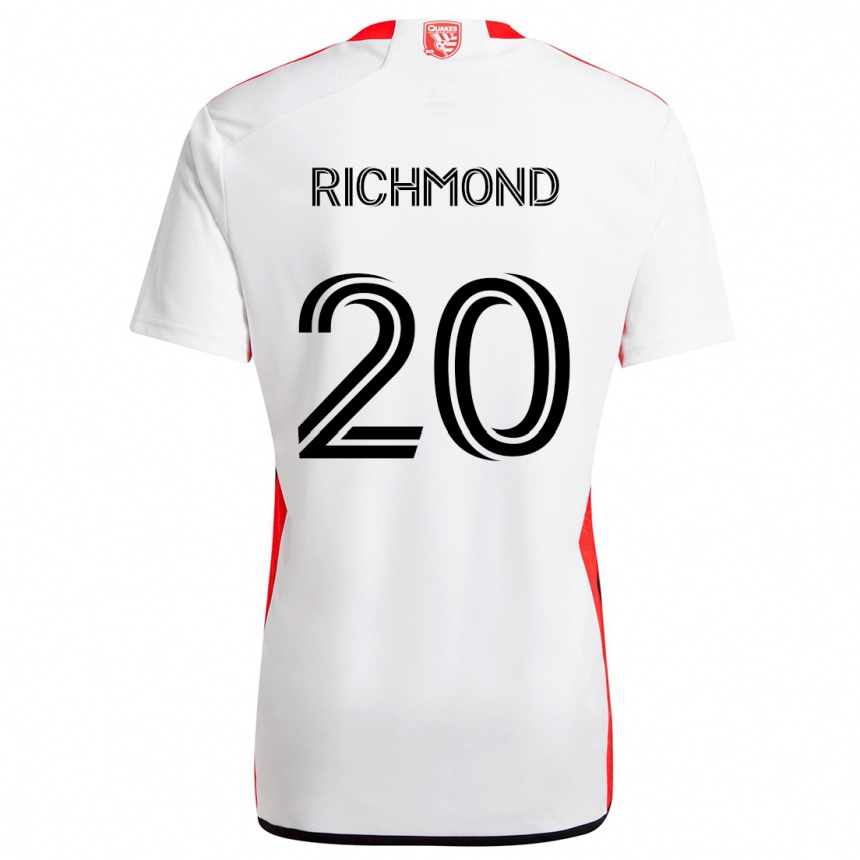 Férfi Labdarúgás Will Richmond #20 Fehér Piros Idegenbeli Jersey 2024/25 Mez Póló Ing