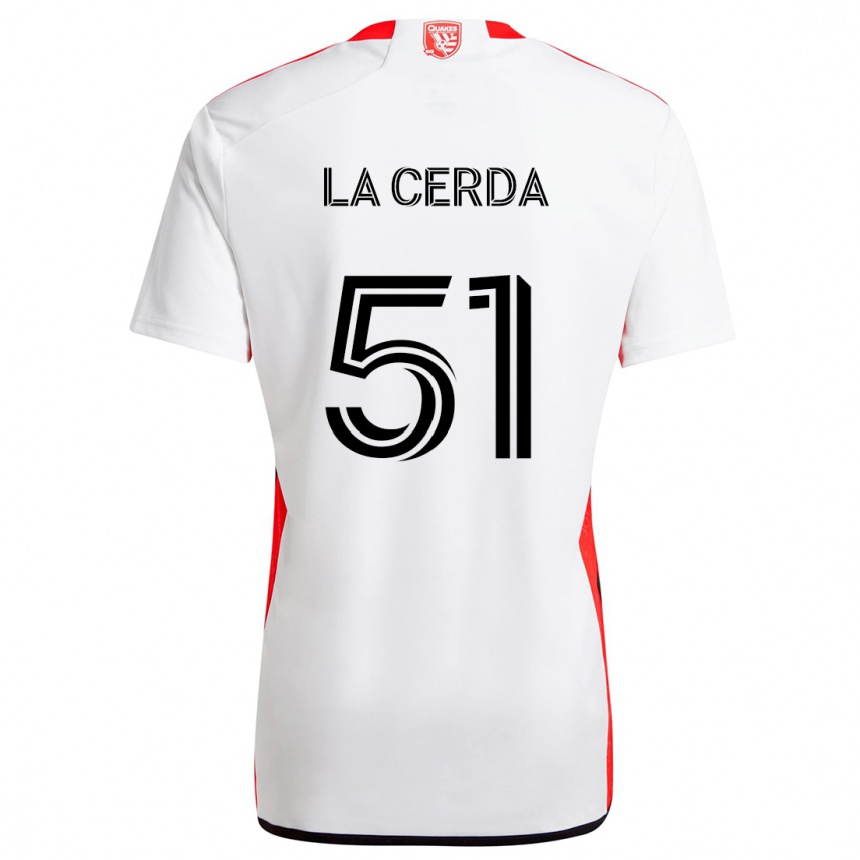 Férfi Labdarúgás Eric De La Cerda #51 Fehér Piros Idegenbeli Jersey 2024/25 Mez Póló Ing