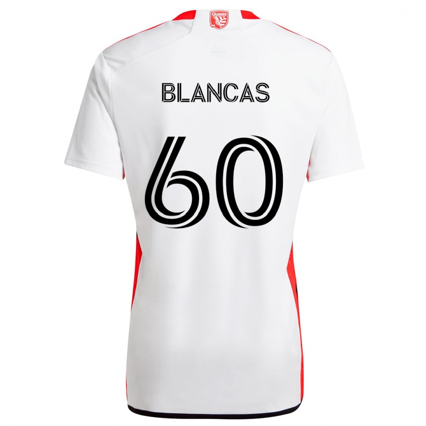 Férfi Labdarúgás Eduardo Blancas #60 Fehér Piros Idegenbeli Jersey 2024/25 Mez Póló Ing