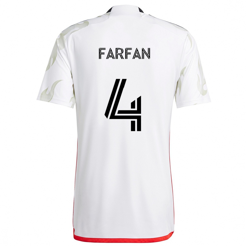 Férfi Labdarúgás Marco Farfán #4 Fehér Piros Fekete Idegenbeli Jersey 2024/25 Mez Póló Ing