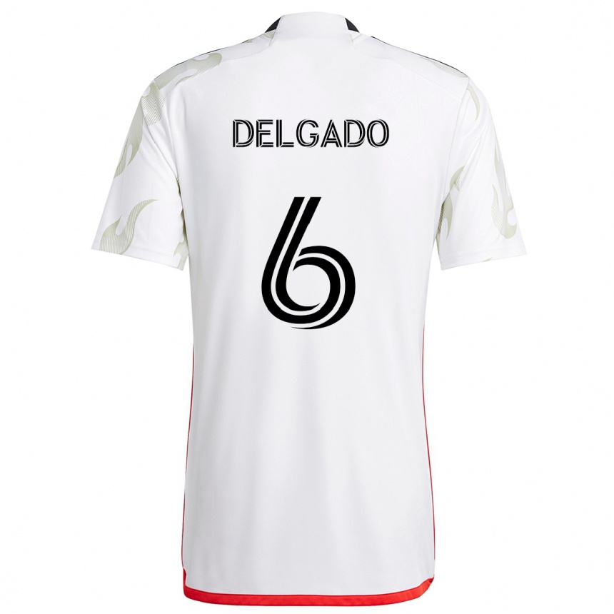 Férfi Labdarúgás Patrickson Delgado #6 Fehér Piros Fekete Idegenbeli Jersey 2024/25 Mez Póló Ing