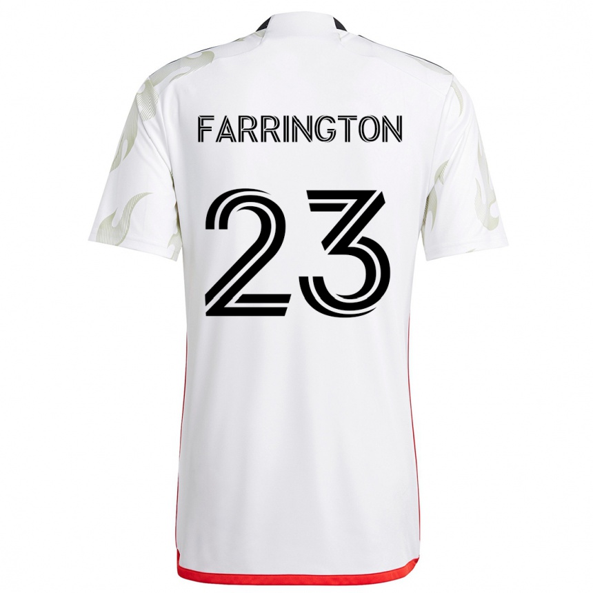 Férfi Labdarúgás Logan Farrington #23 Fehér Piros Fekete Idegenbeli Jersey 2024/25 Mez Póló Ing