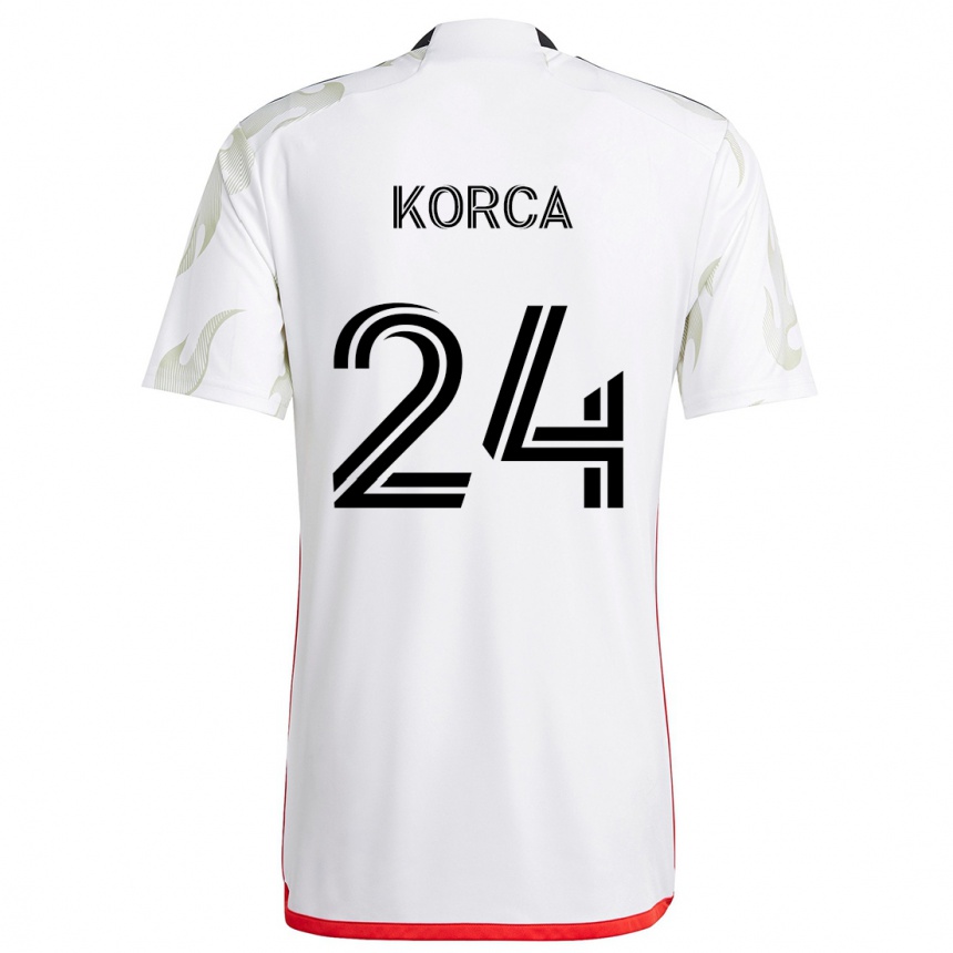 Férfi Labdarúgás Amet Korca #24 Fehér Piros Fekete Idegenbeli Jersey 2024/25 Mez Póló Ing