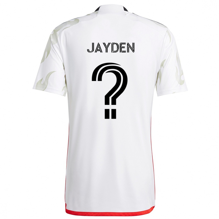 Férfi Labdarúgás Rus Jayden #0 Fehér Piros Fekete Idegenbeli Jersey 2024/25 Mez Póló Ing