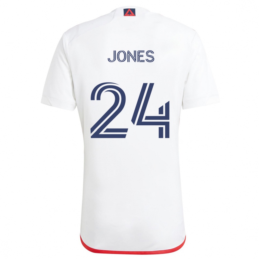 Férfi Labdarúgás Dejuan Jones #24 Fehér Piros Idegenbeli Jersey 2024/25 Mez Póló Ing