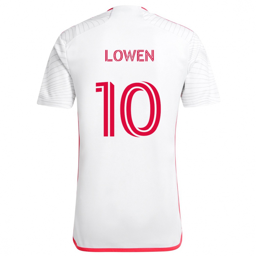 Férfi Labdarúgás Eduard Löwen #10 Fehér Piros Idegenbeli Jersey 2024/25 Mez Póló Ing