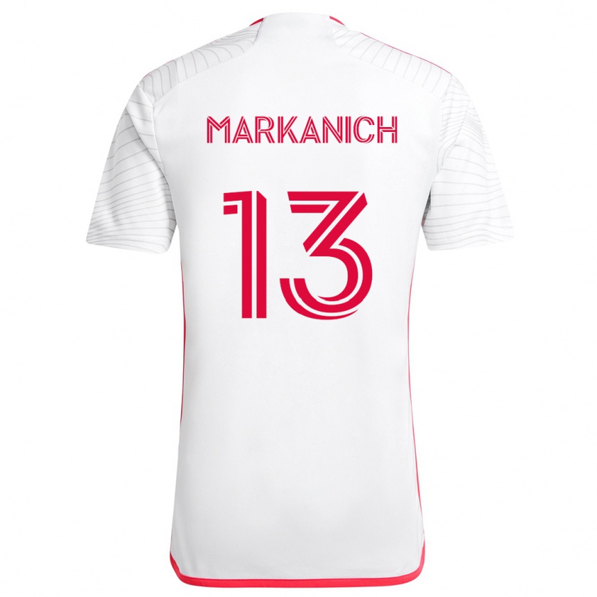 Férfi Labdarúgás Anthony Markanich #13 Fehér Piros Idegenbeli Jersey 2024/25 Mez Póló Ing