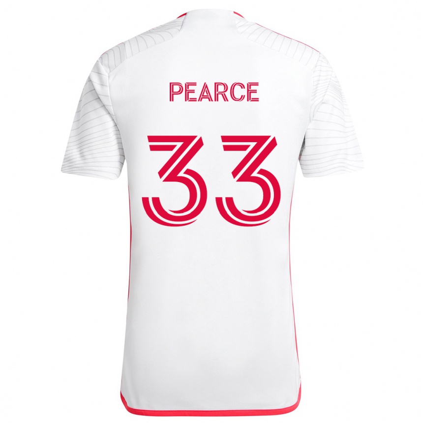 Férfi Labdarúgás Tyson Pearce #33 Fehér Piros Idegenbeli Jersey 2024/25 Mez Póló Ing