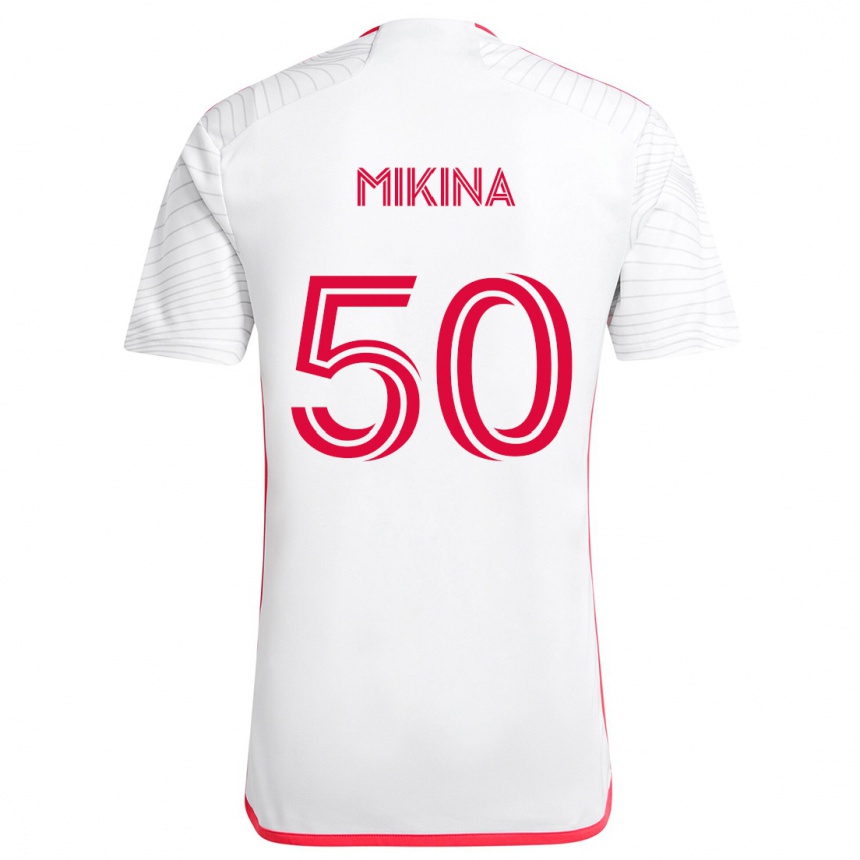 Férfi Labdarúgás Gabriel Mikina #50 Fehér Piros Idegenbeli Jersey 2024/25 Mez Póló Ing