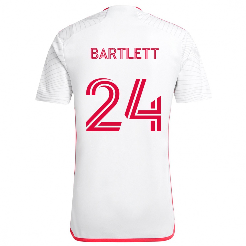 Férfi Labdarúgás Lucas Bartlett #24 Fehér Piros Idegenbeli Jersey 2024/25 Mez Póló Ing