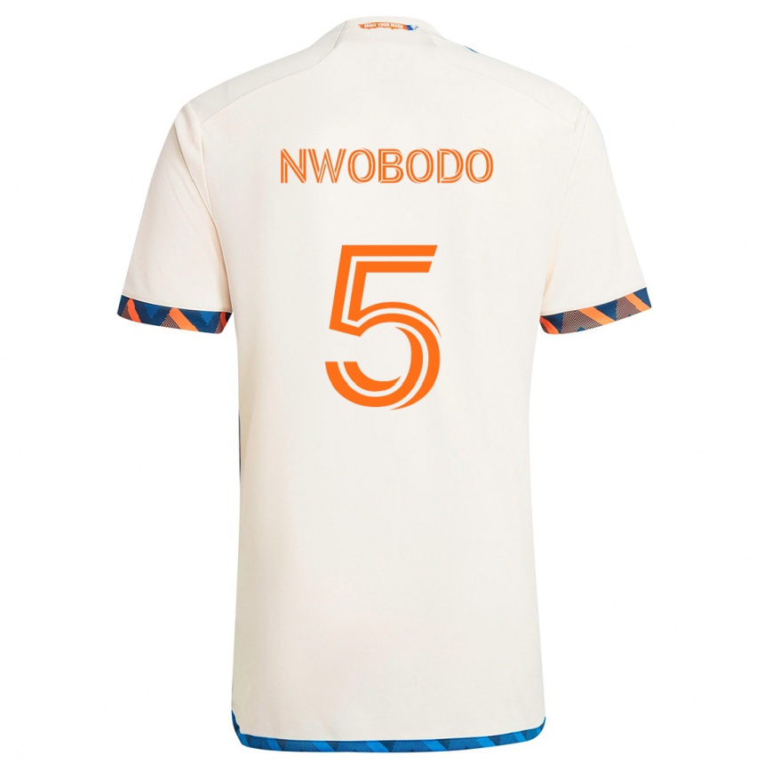 Férfi Labdarúgás Obinna Nwobodo #5 Fehér Narancs Idegenbeli Jersey 2024/25 Mez Póló Ing