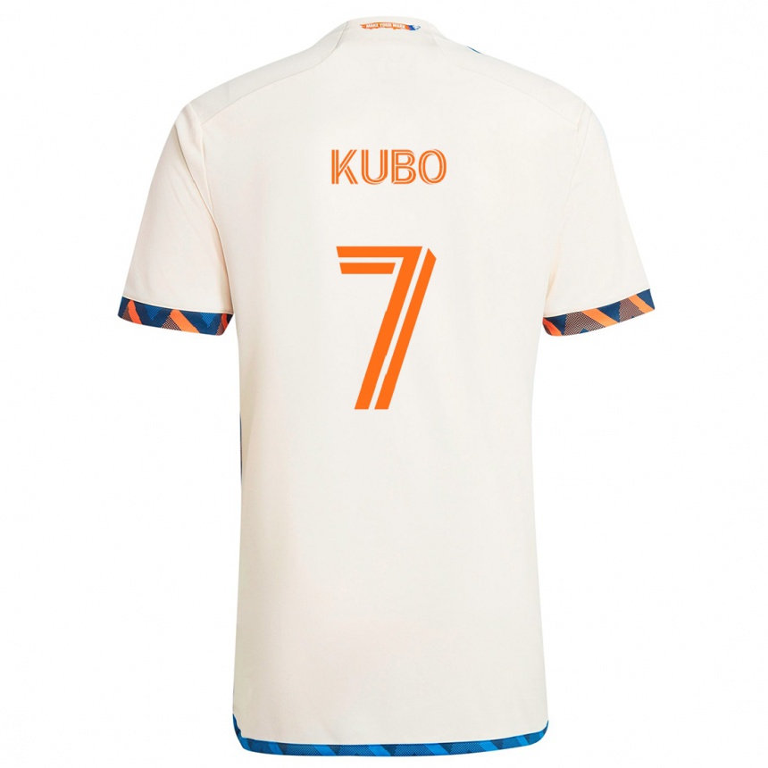 Férfi Labdarúgás Yuya Kubo #7 Fehér Narancs Idegenbeli Jersey 2024/25 Mez Póló Ing