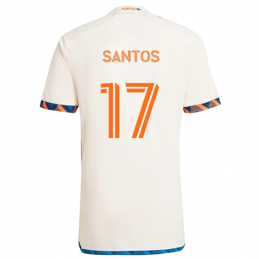 Férfi Labdarúgás Sergio Santos #17 Fehér Narancs Idegenbeli Jersey 2024/25 Mez Póló Ing