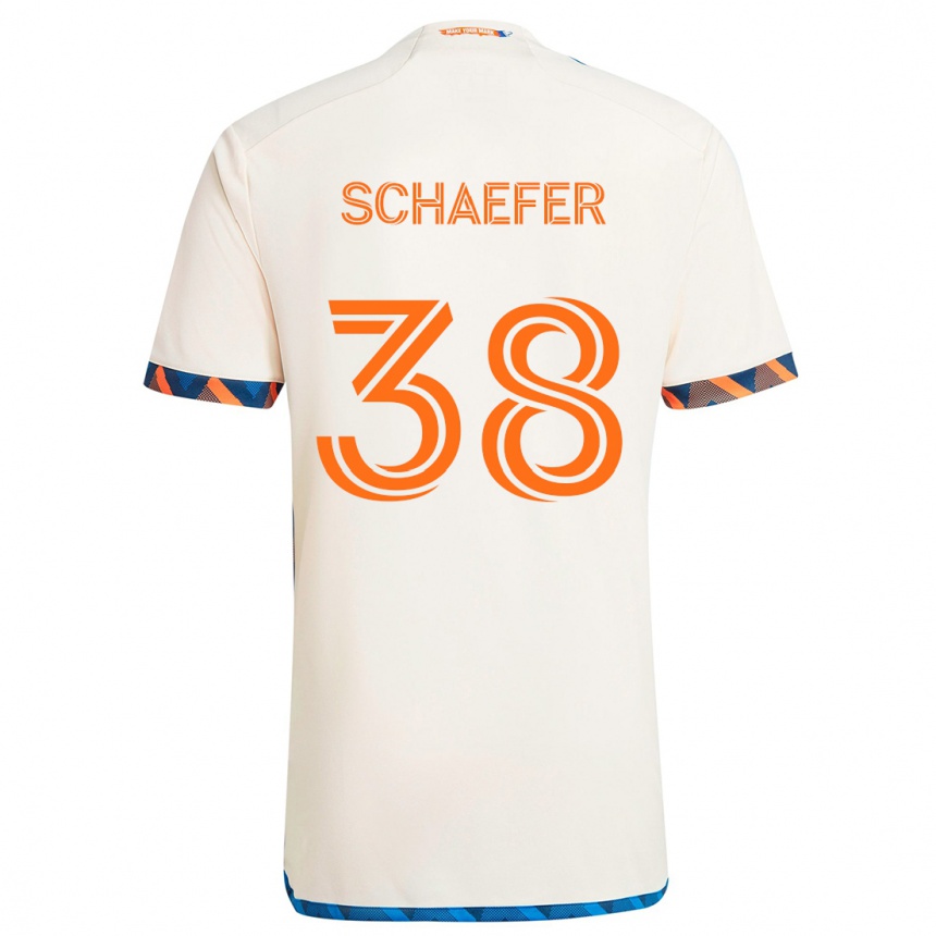 Férfi Labdarúgás Brian Schaefer #38 Fehér Narancs Idegenbeli Jersey 2024/25 Mez Póló Ing