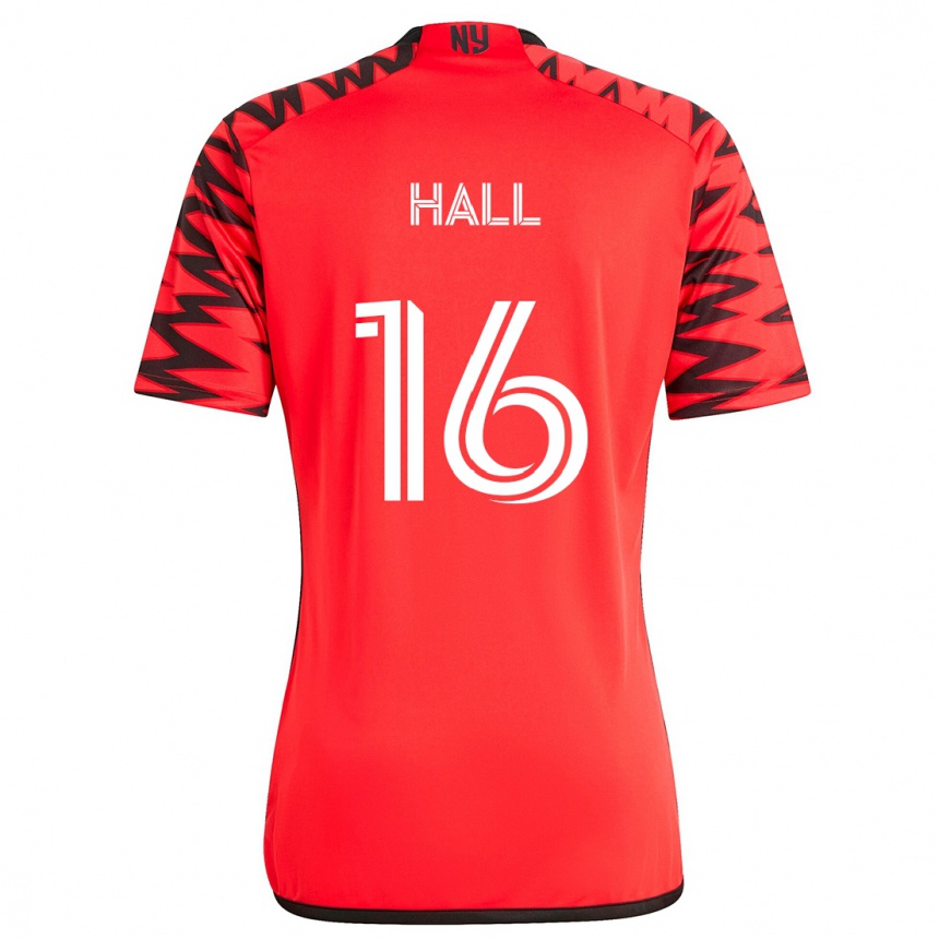 Férfi Labdarúgás Julian Hall #16 Piros Fekete Fehér Idegenbeli Jersey 2024/25 Mez Póló Ing