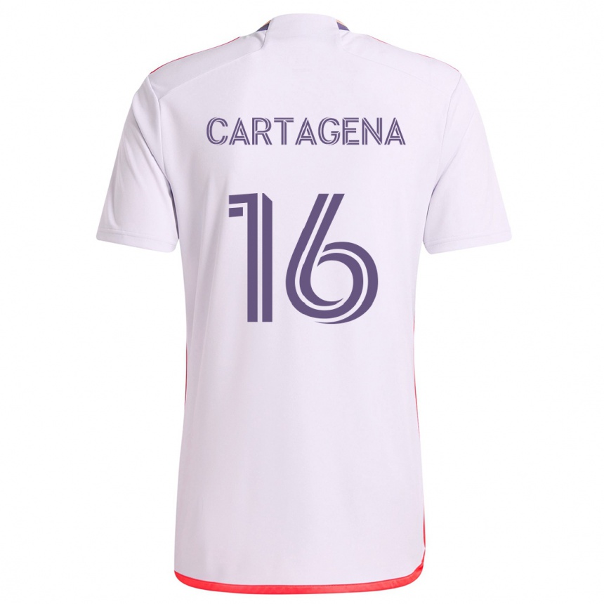 Férfi Labdarúgás Wilder Cartagena #16 Fehér Piros Lila Idegenbeli Jersey 2024/25 Mez Póló Ing