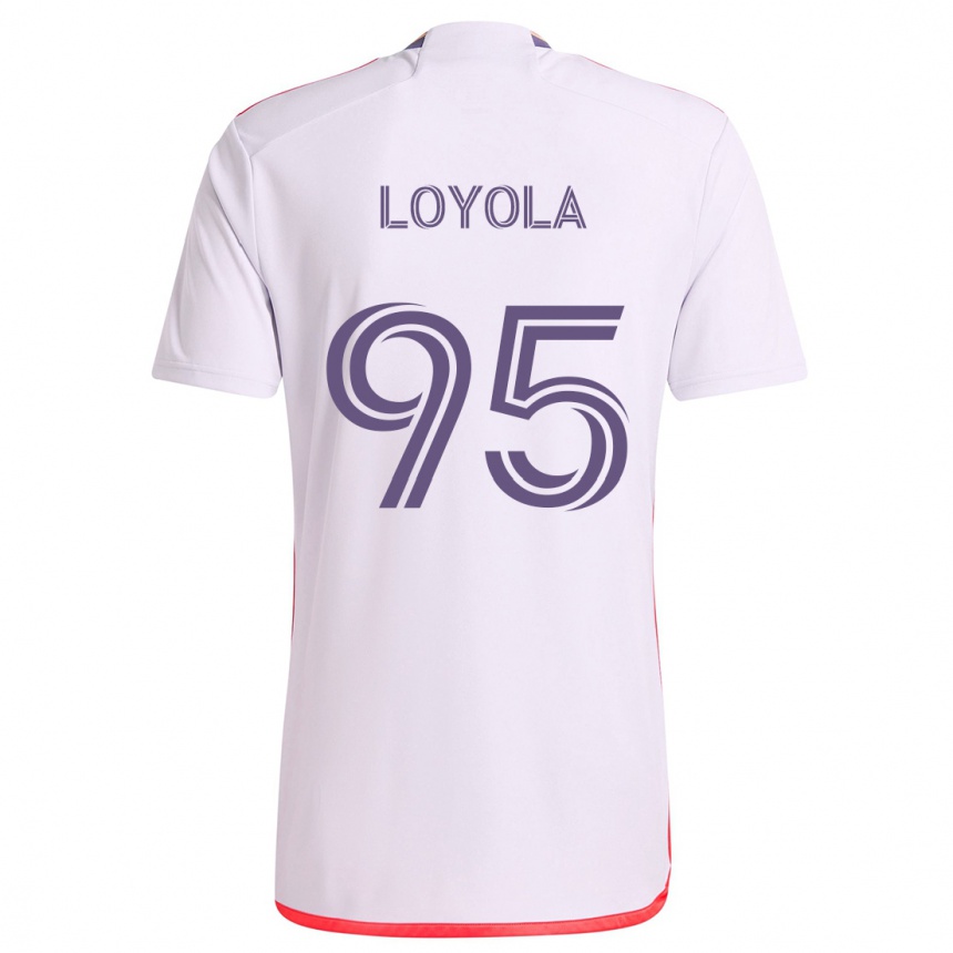 Férfi Labdarúgás Favian Loyola #95 Fehér Piros Lila Idegenbeli Jersey 2024/25 Mez Póló Ing