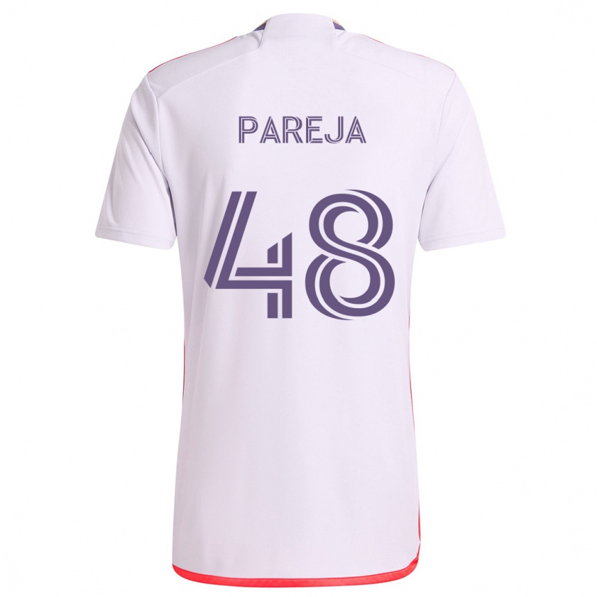 Férfi Labdarúgás Diego Pareja #48 Fehér Piros Lila Idegenbeli Jersey 2024/25 Mez Póló Ing