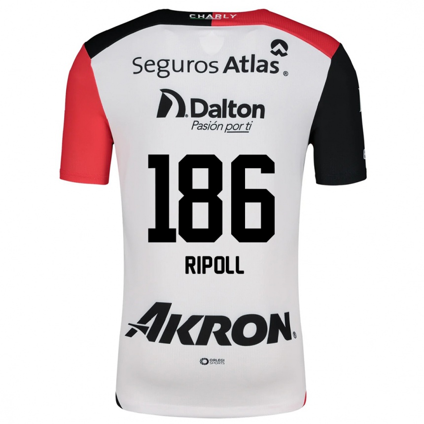 Férfi Labdarúgás Alonso Ripoll #186 Fehér Piros Fekete Idegenbeli Jersey 2024/25 Mez Póló Ing