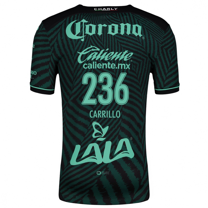 Férfi Labdarúgás Fernando Carrillo #236 Fekete Zöld Idegenbeli Jersey 2024/25 Mez Póló Ing