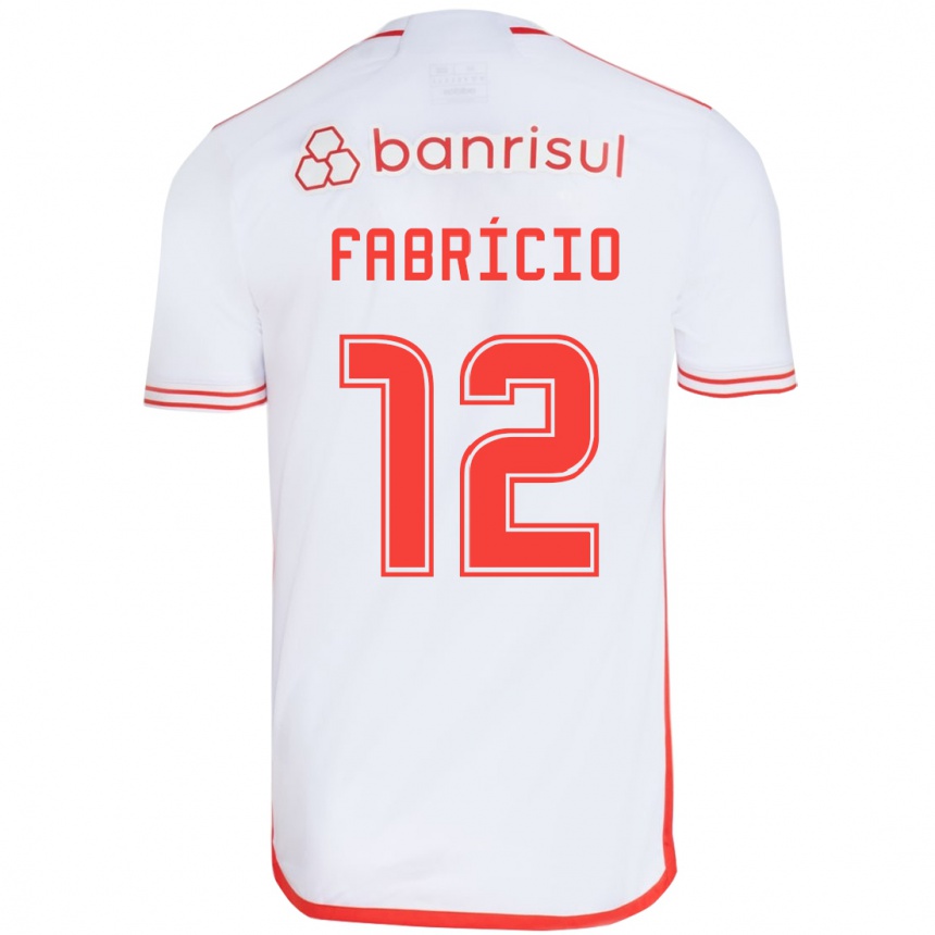 Férfi Labdarúgás Fabrício #12 Fehér Piros Idegenbeli Jersey 2024/25 Mez Póló Ing