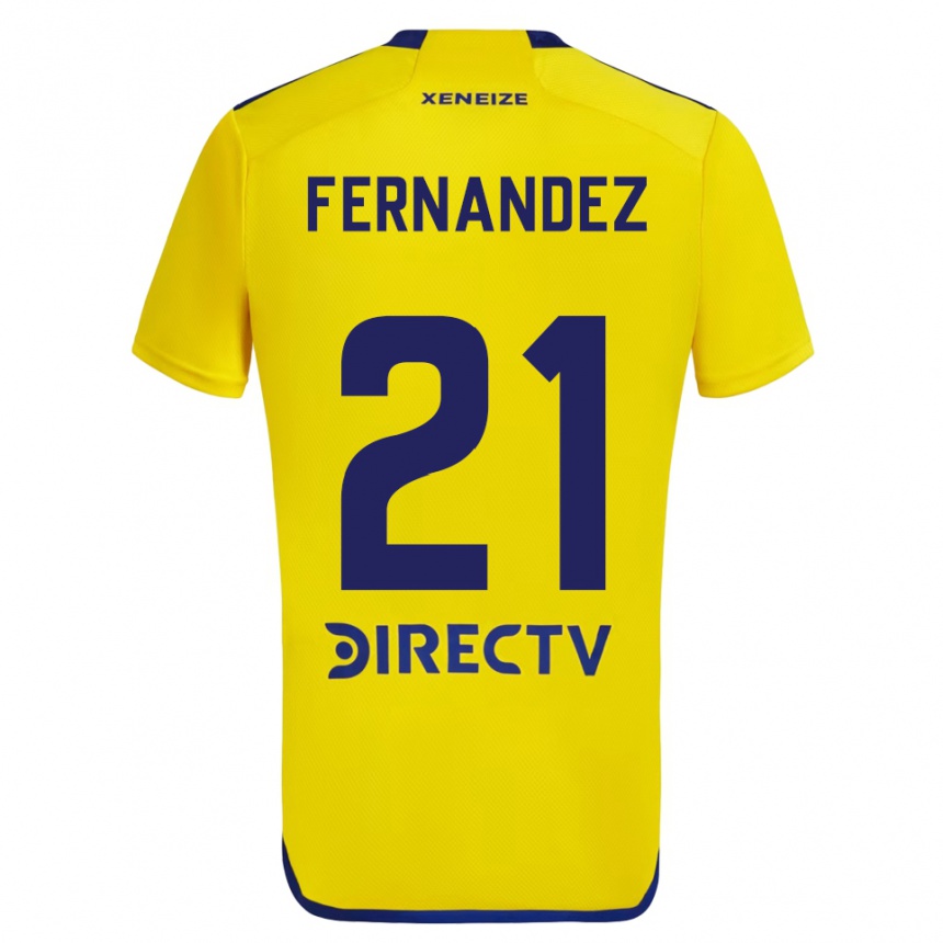 Férfi Labdarúgás Ezequiel Fernández #21 Sárga Kék Idegenbeli Jersey 2024/25 Mez Póló Ing