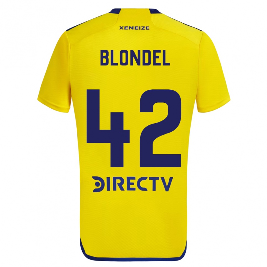 Férfi Labdarúgás Lucas Blondel #42 Sárga Kék Idegenbeli Jersey 2024/25 Mez Póló Ing