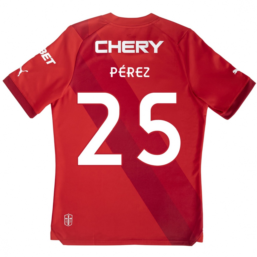 Férfi Labdarúgás Sebastián Pérez #25 Piros Fehér Idegenbeli Jersey 2024/25 Mez Póló Ing