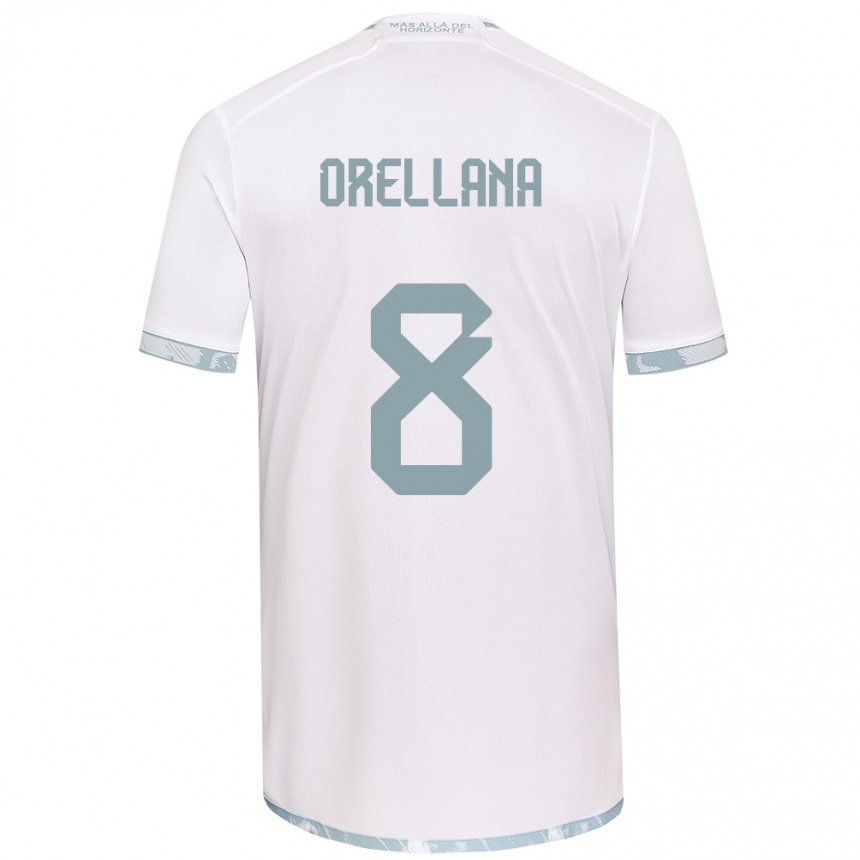 Férfi Labdarúgás Denisse Orellana #8 Fehér Szürke Idegenbeli Jersey 2024/25 Mez Póló Ing