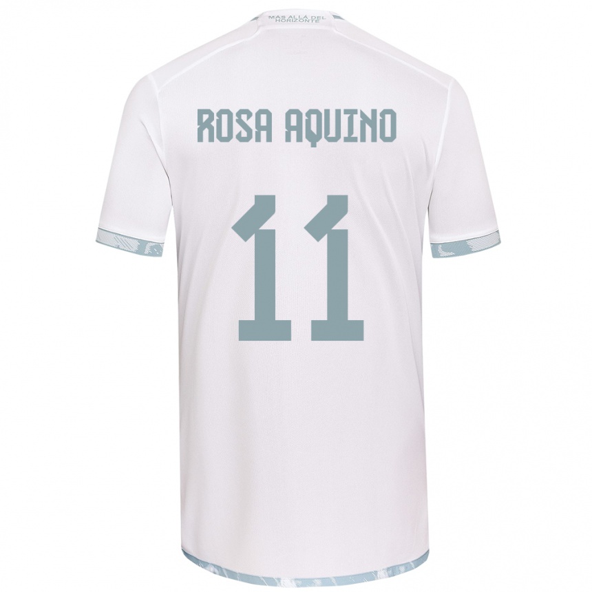 Férfi Labdarúgás Rosa Aquino #11 Fehér Szürke Idegenbeli Jersey 2024/25 Mez Póló Ing