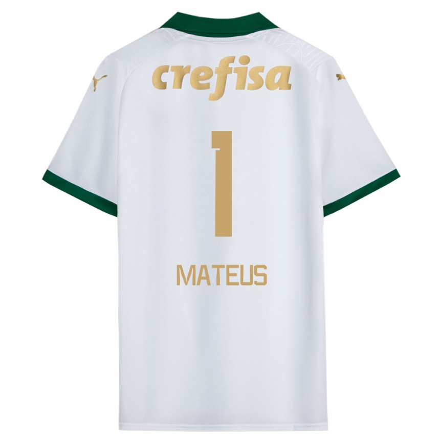 Férfi Labdarúgás Mateus #1 Fehér Zöld Idegenbeli Jersey 2024/25 Mez Póló Ing