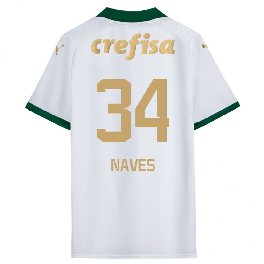 Férfi Labdarúgás Naves #34 Fehér Zöld Idegenbeli Jersey 2024/25 Mez Póló Ing