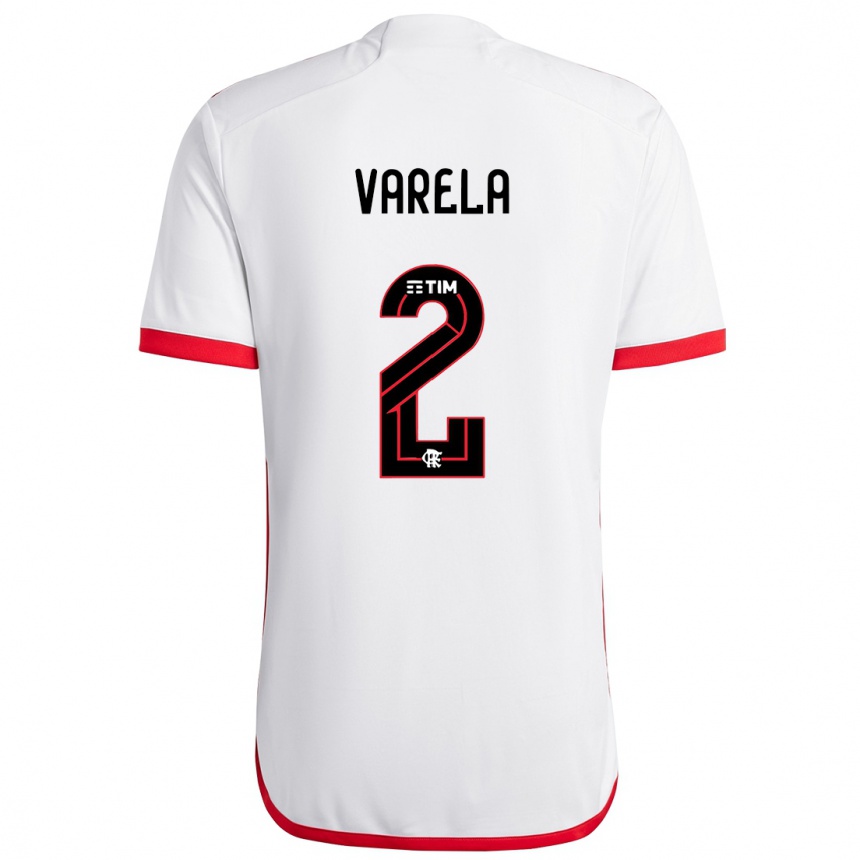 Férfi Labdarúgás Guillermo Varela #2 Fehér Piros Idegenbeli Jersey 2024/25 Mez Póló Ing