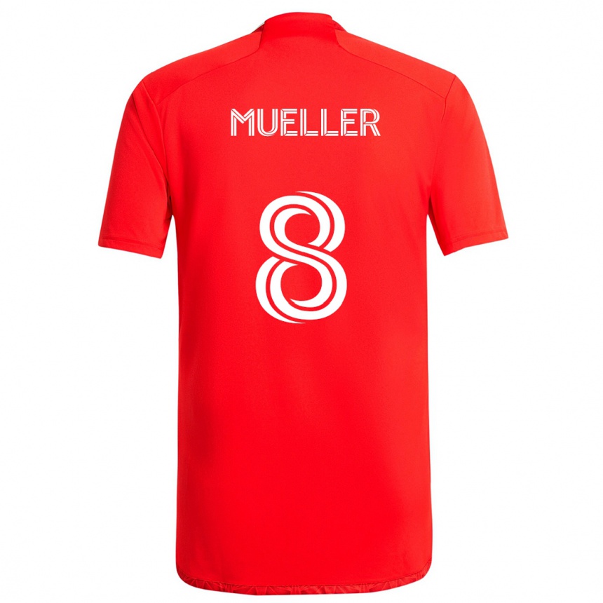 Női Labdarúgás Chris Mueller #8 Piros Fehér Hazai Jersey 2024/25 Mez Póló Ing