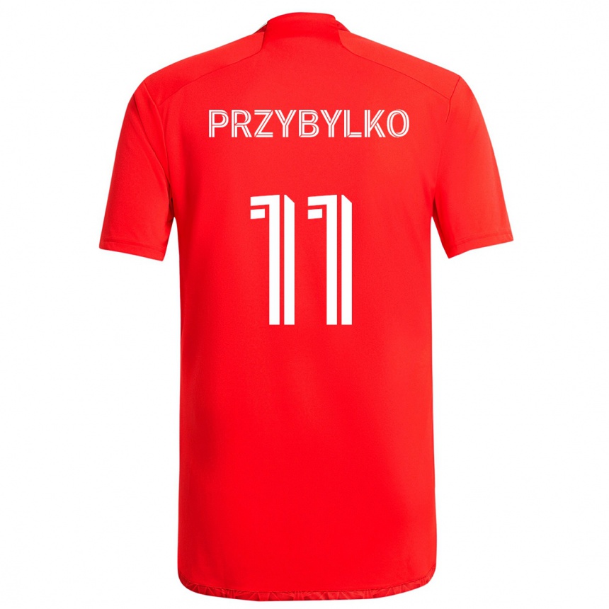 Női Labdarúgás Kacper Przybylko #11 Piros Fehér Hazai Jersey 2024/25 Mez Póló Ing